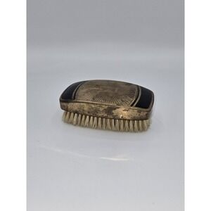 Vintage Art Deco Grooming Brush Gold And Black Stiff‎ Bristle